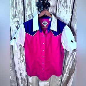 Cumberland Outfitters Pearl Snap Button Shirt Size Small Star Accent Western Red